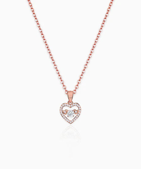 Rose Gold Love Heart Pendant with Link Chain