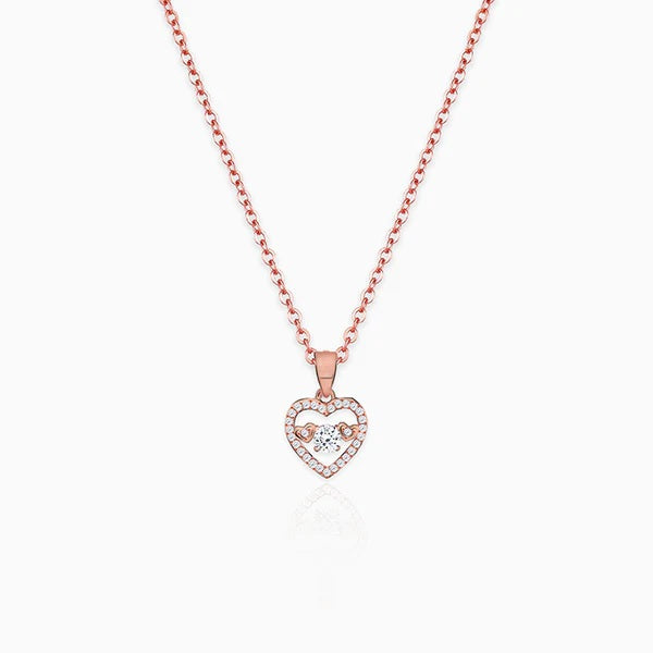 Rose Gold Love Heart Pendant with Link Chain