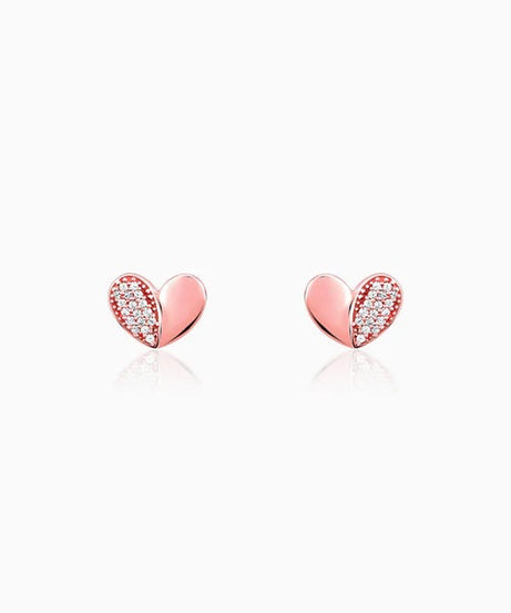 Rose Gold Made for Each Other Stud Earrings