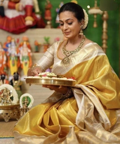Yellow Beautifull Soft Tissue Silk Saree With Blouse
