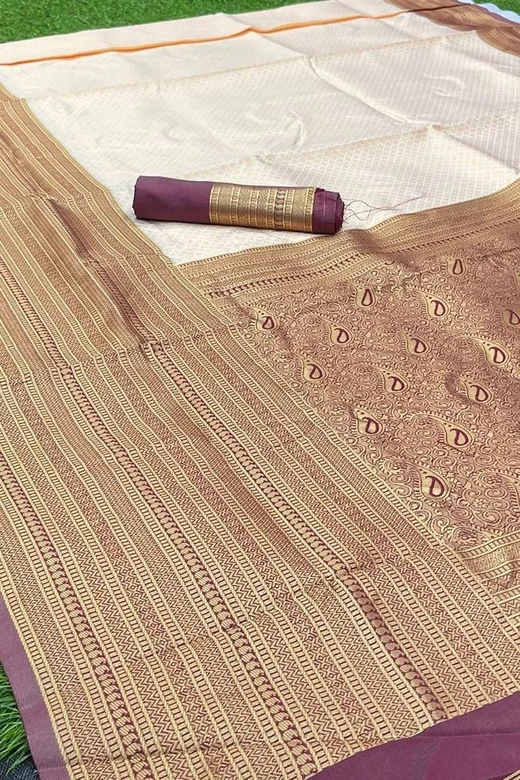 Banarasi Soft Silk Sari With Unstitched Blouse