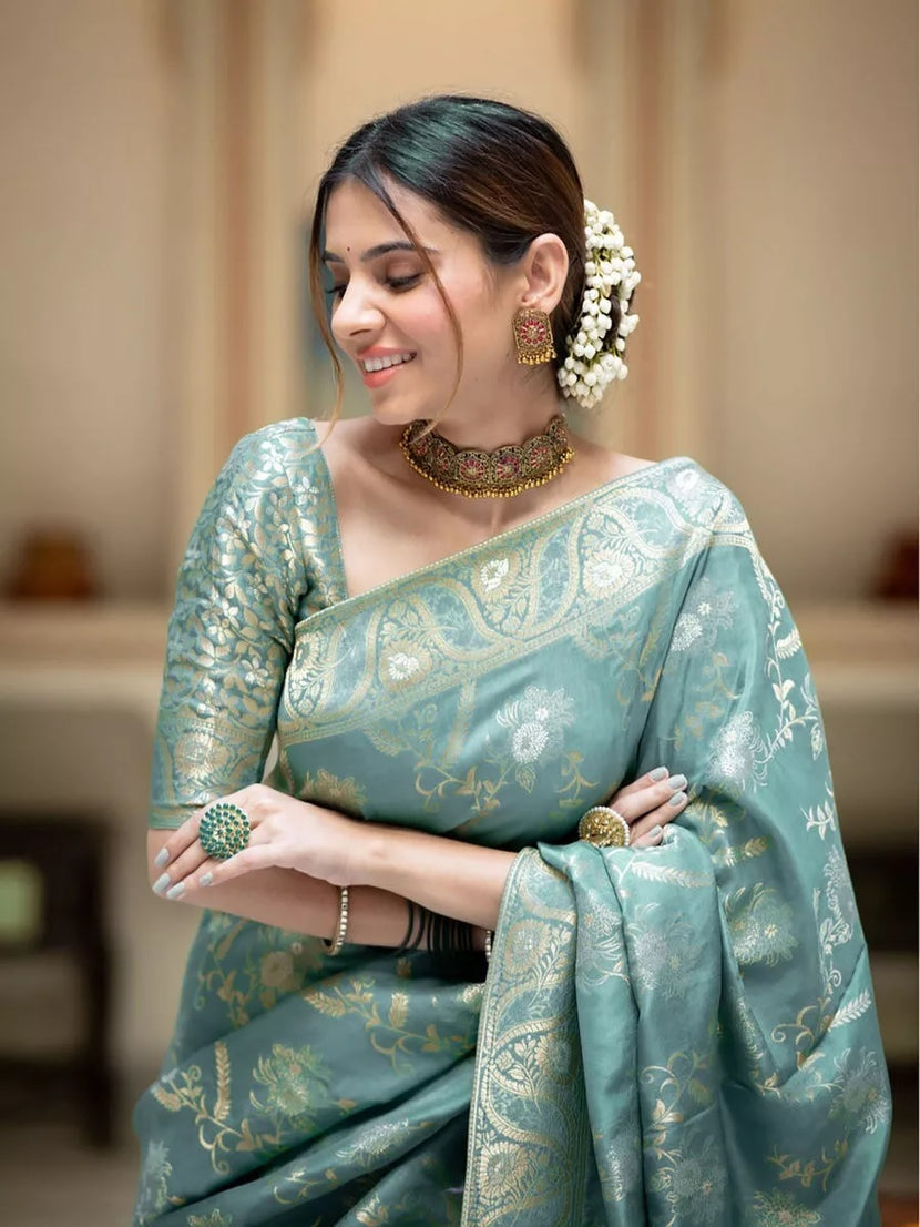 Banarasi Soft Silk Sari With Blouse