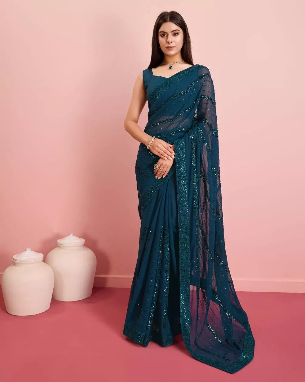 New Indian Georgette Saree,Indian Wedding Claasic Sari