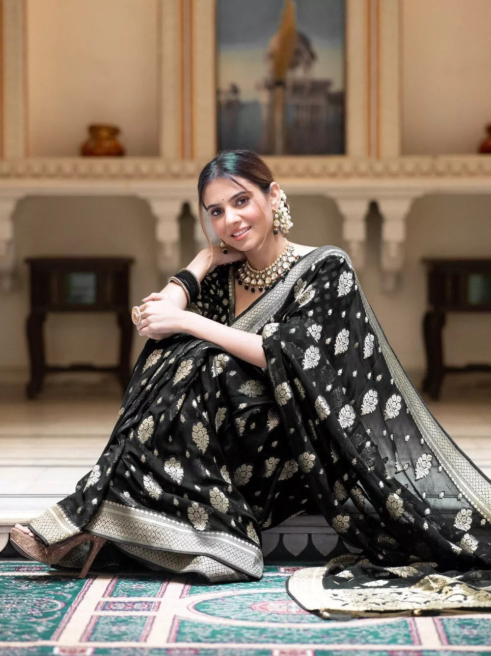 Women's Traditional Banarasi Soft Silk Saree & Blouse