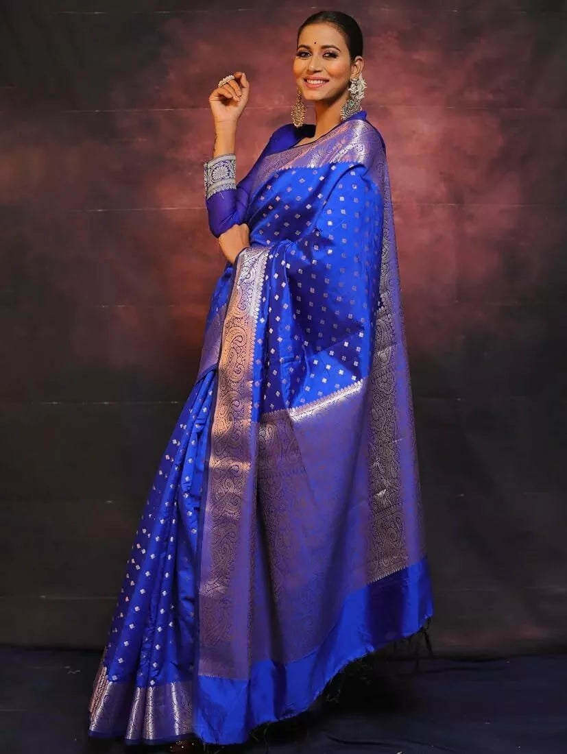 Pure Banarasi Silk Saree with Rich Pallu and Blouse Piece