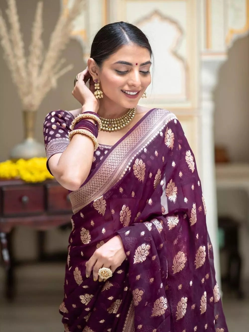 Women's Banarasi Soft Silk Saree With Blouse