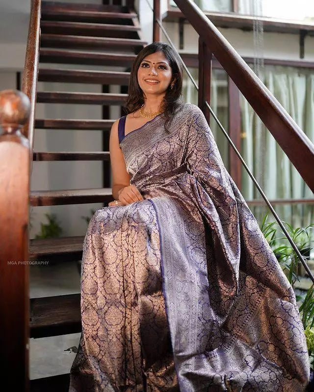 Designer Wedding Banarasi Soft Silk Saree With Blouse