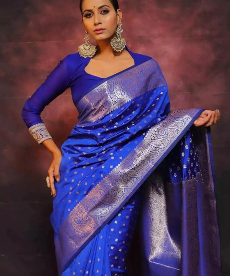 Pure Banarasi Silk Saree with Rich Pallu and Blouse Piece