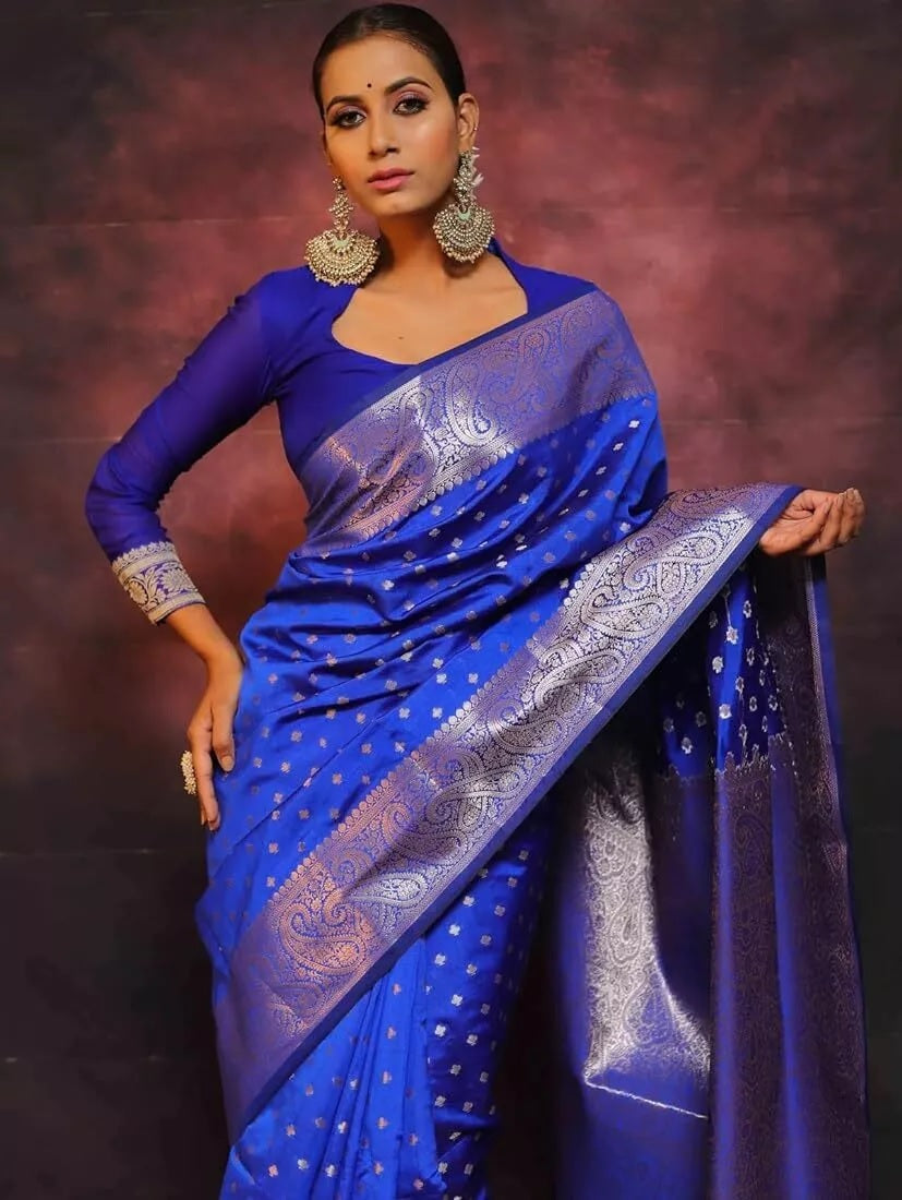Pure Banarasi Silk Saree with Rich Pallu and Blouse Piece