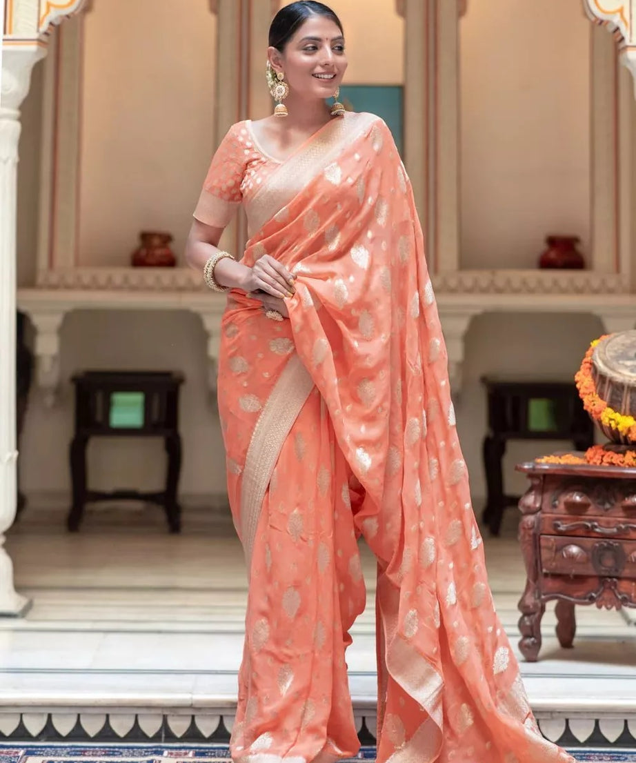 Women's Banarasi Soft Silk Saree With Blouse