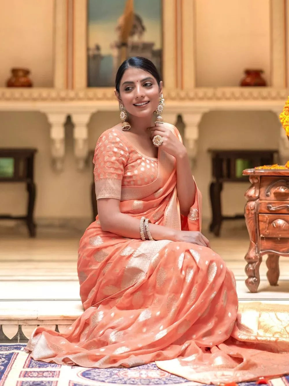 Women's Banarasi Soft Silk Saree With Blouse