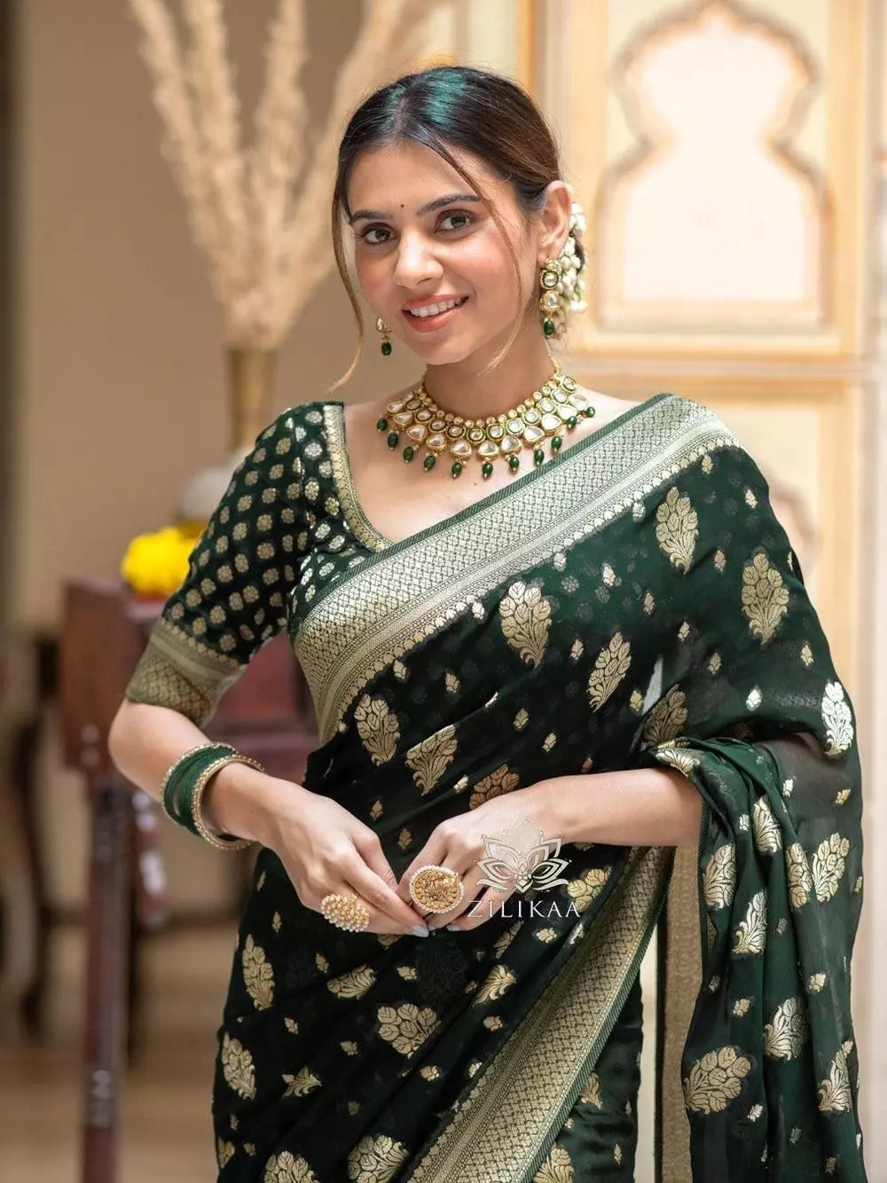 Women's Traditional Banarasi Soft Silk Saree & Blouse