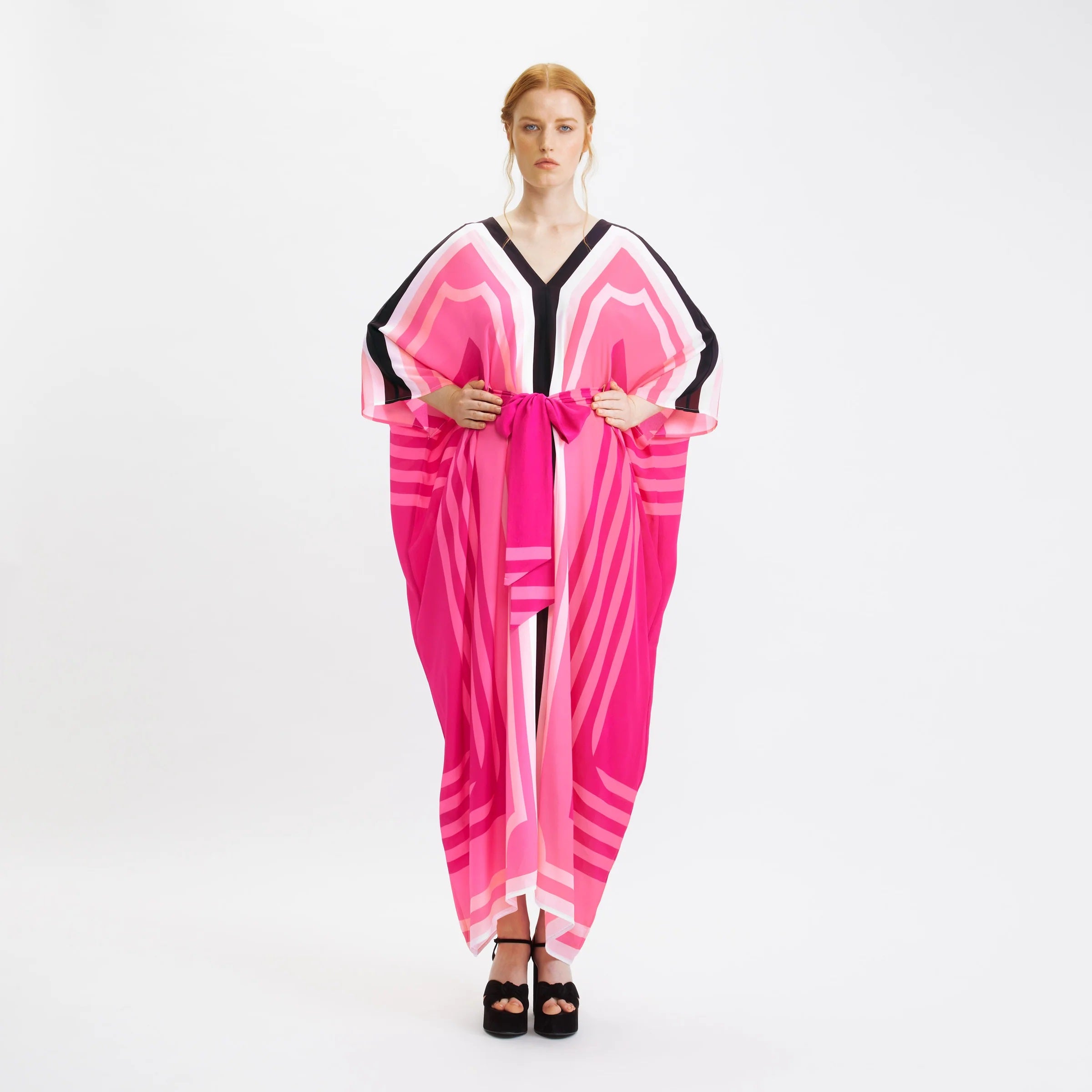 Women's Silk Crepe Kaftan Flowy and Comfortable Evening Wear Caftan