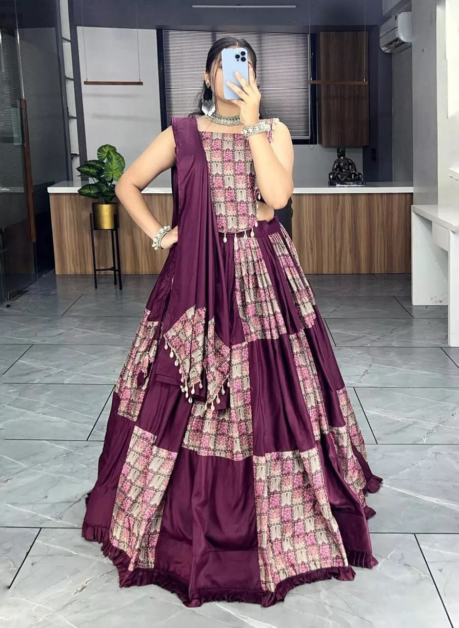 Pure Rayon Cotton Lehenga Blouse Dupatta