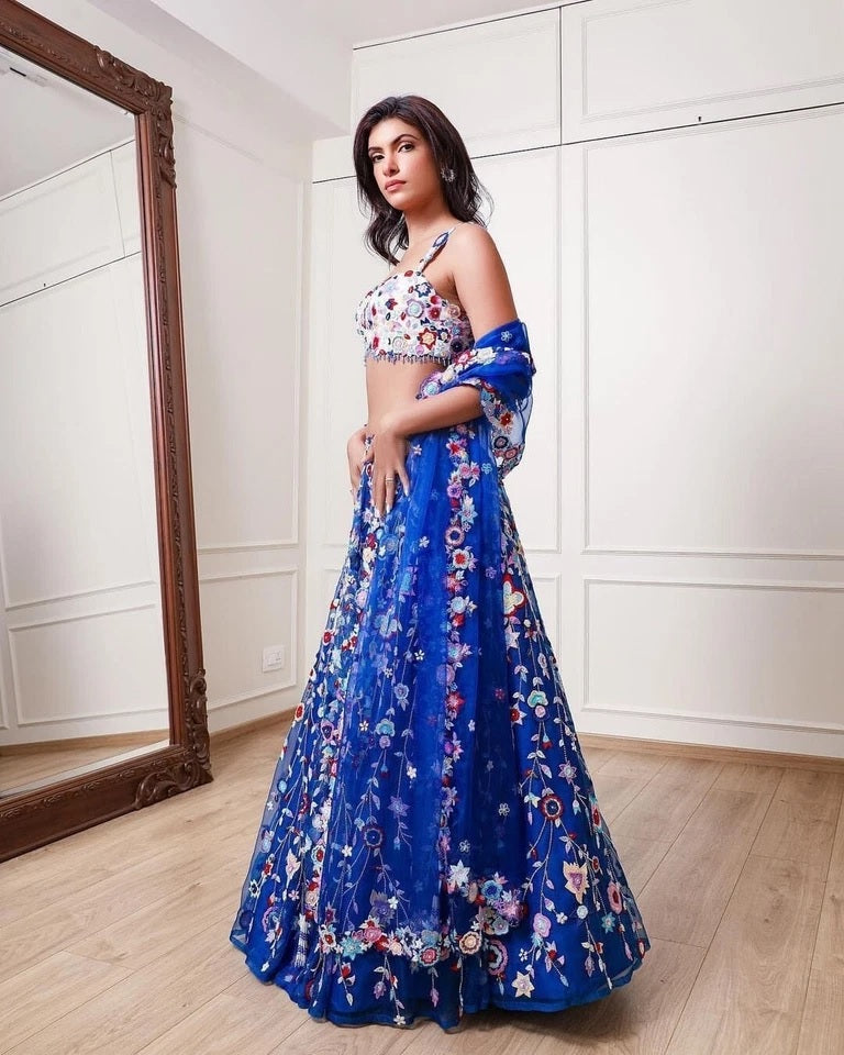 Net  Function Bollywood Lehenga Blouse & Dupatta