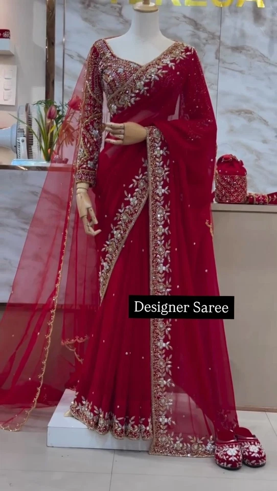 Faux Georgette Designer Traditional Saree Blouse With Dupatta 11-KD