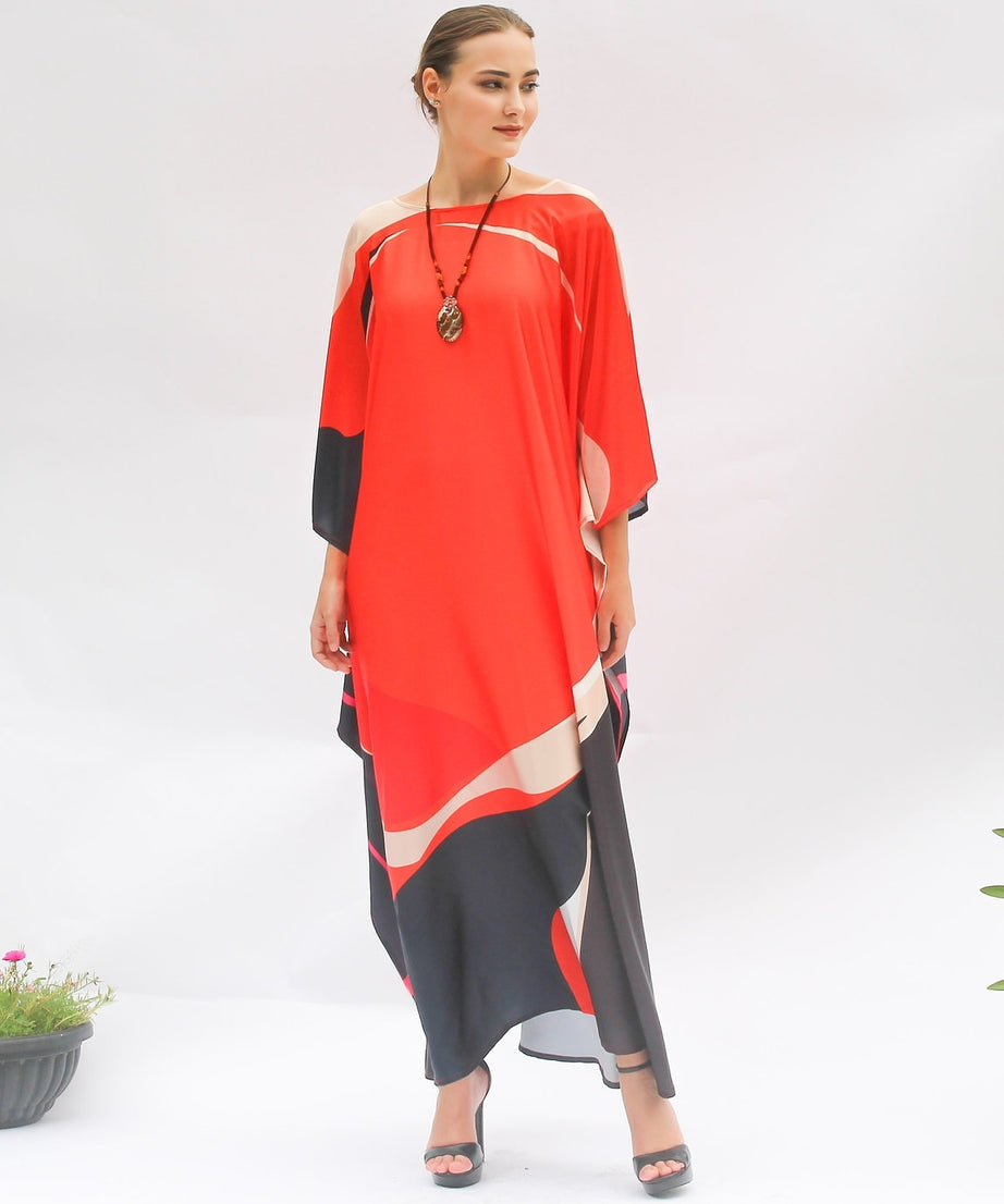 Soft Satin Silk Kaftan - Luxurious and Lightweight Lounge Women's Dress