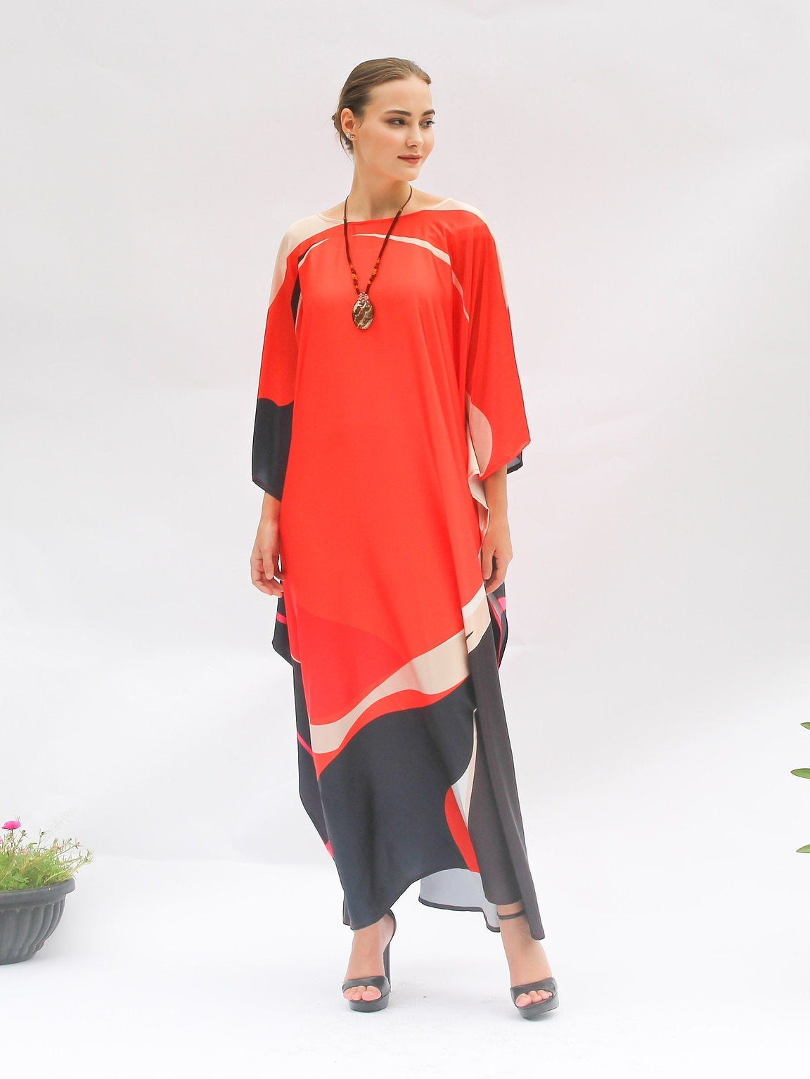 Soft Satin Silk Kaftan - Luxurious and Lightweight Lounge Women's Dress