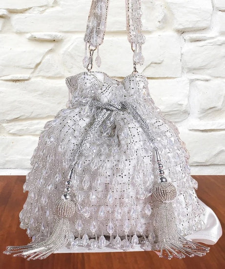Designer Heavy Crystal Hangings Potli Bag