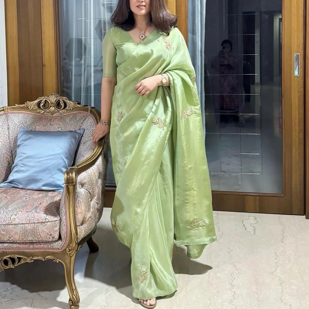 Soft Tissu Silk Beautiful Ethnic Saree, Wedding Wear Sari With Blouse