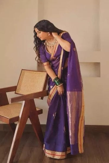 Soft Lichi Silk Rich Pallu Jacquard Work Saree With Blouse