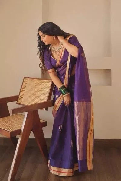 Soft Lichi Silk Rich Pallu Jacquard Work Saree With Blouse