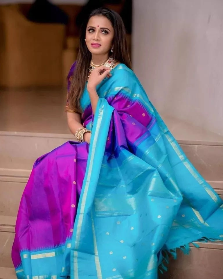 Soft Lichi Silk Rich Pallu & Jacquard Work Saree With Blouse