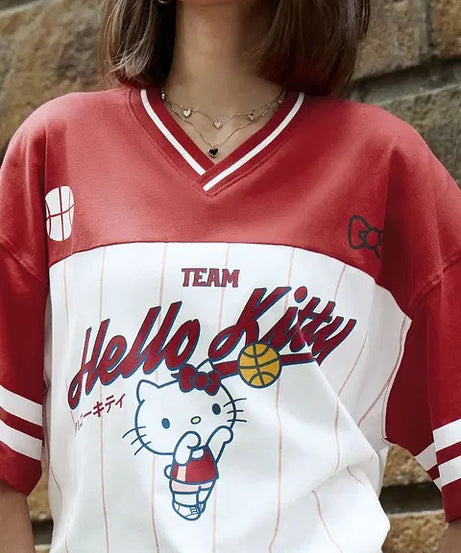 Hello Kitty Varsity Women Oversized T-Shirt