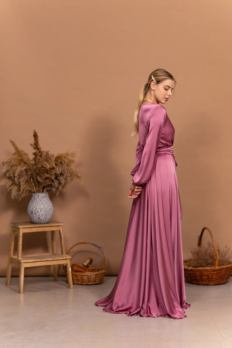 Bridesmaid Dress Long Dress V-Neck Maxi Flared Dress