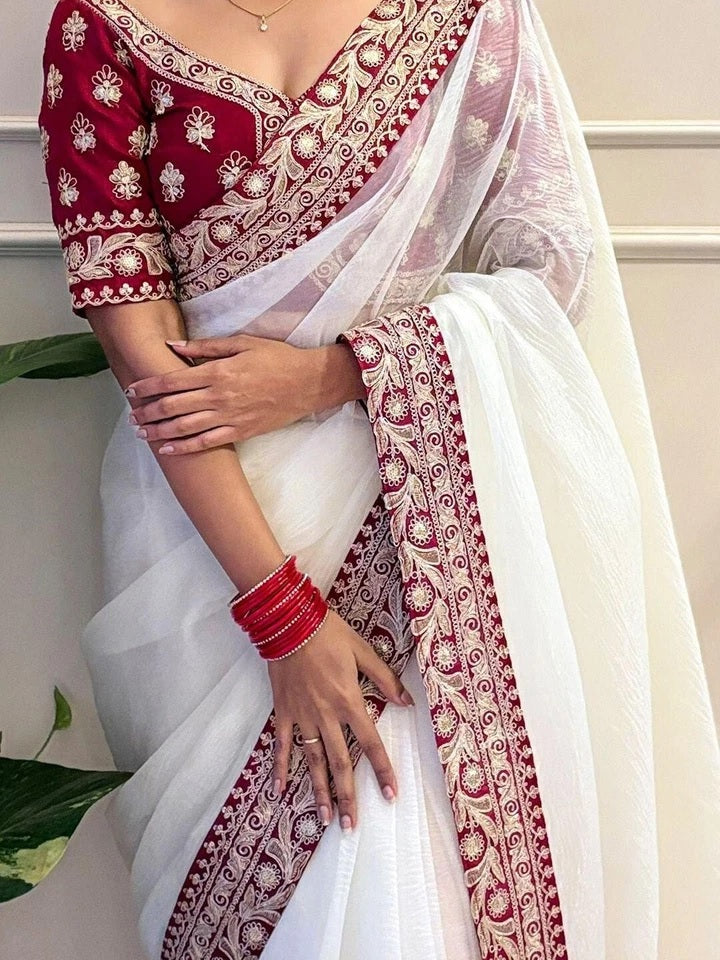 Banarasi Crush Saree, Jari Weave Crush With Sequence Work Sari & Blouse