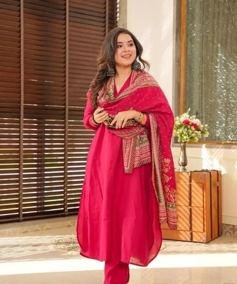 Faux Georgette Kurti Pant Duppata Set For Women's