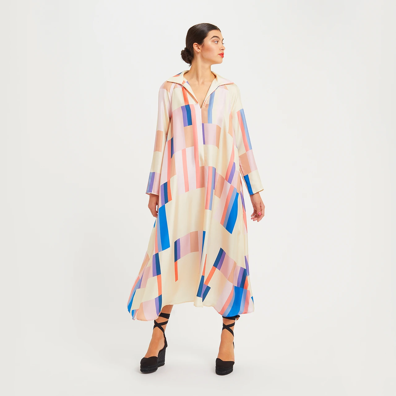 French Crepe Kaftan - Elegant Maxi Dress for Women's