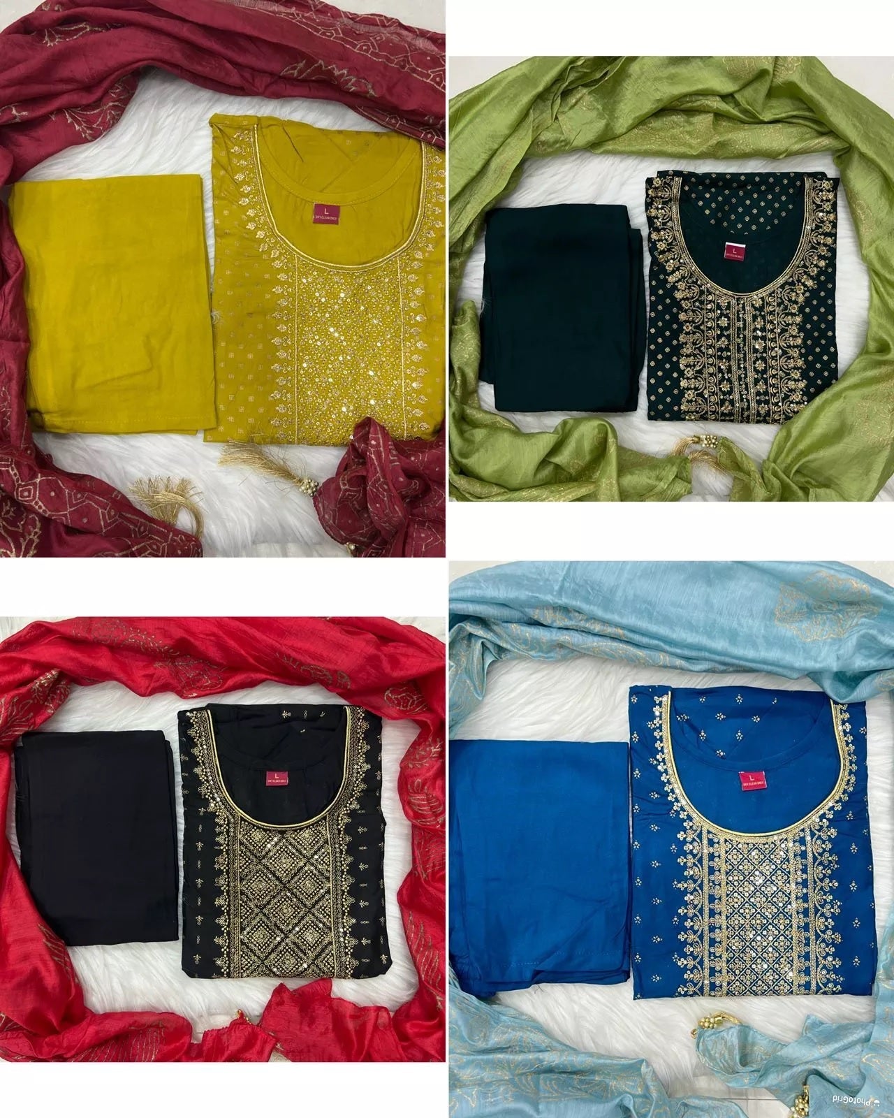 Bollywood Print With Embroidery Work Top Bottom & Dupatta
