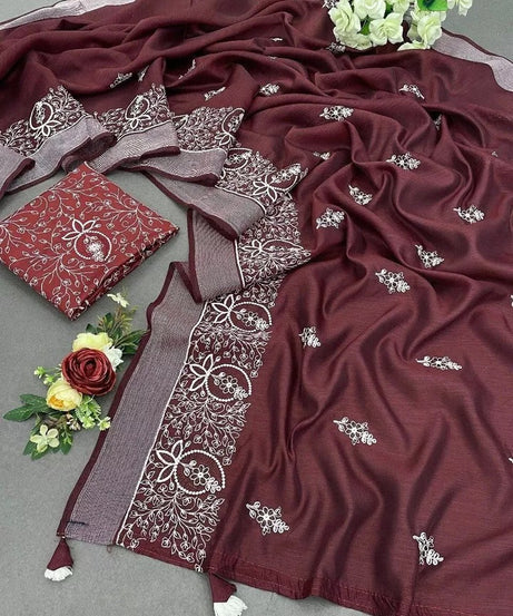 Bollywood Wedding Cotton Embroidery Heavy Work,PartyWear Fancy Sari Blouse
