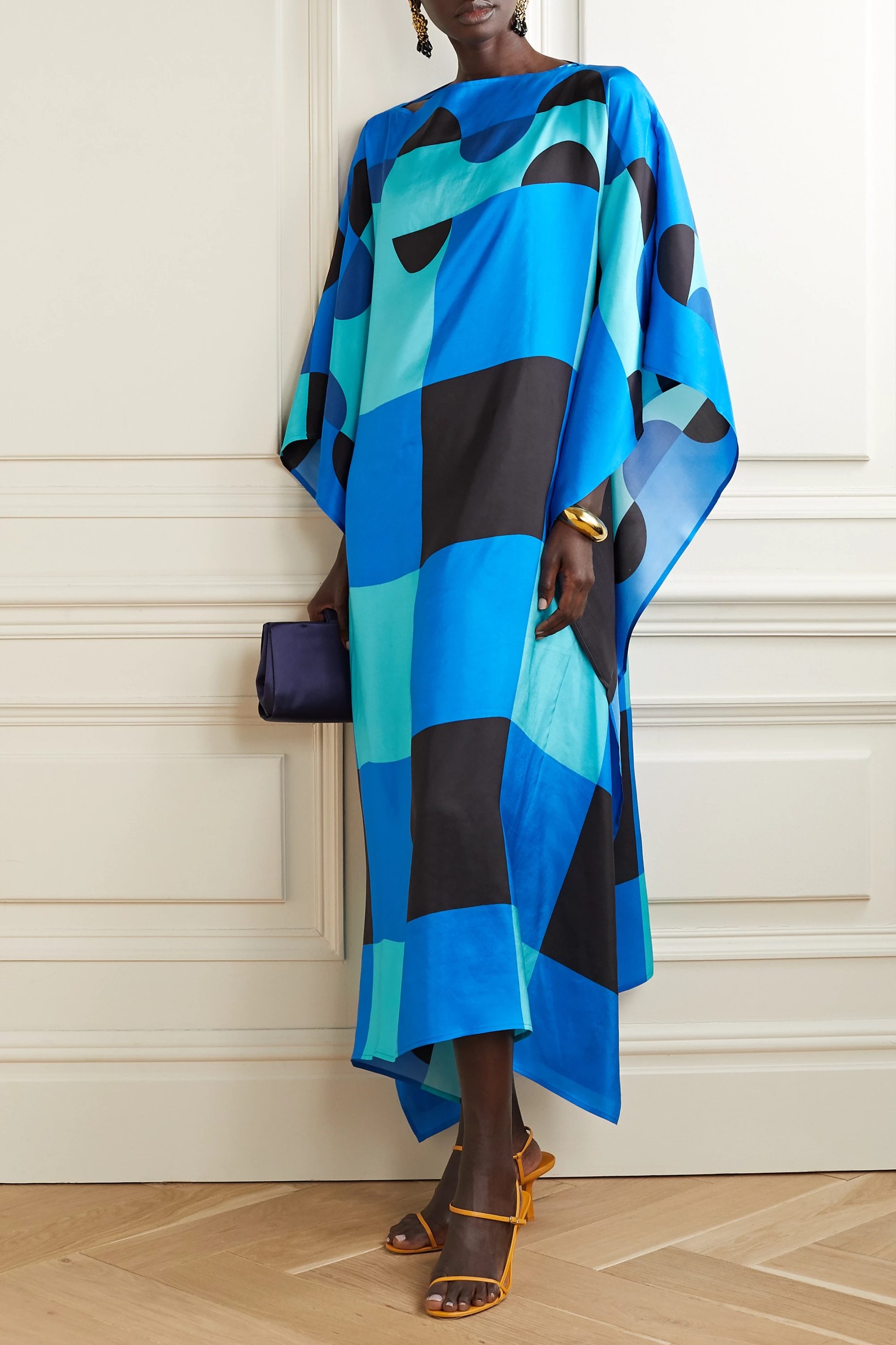 Soft Silk Crepe Kaftan - Luxurious Maxi Dress for Women's