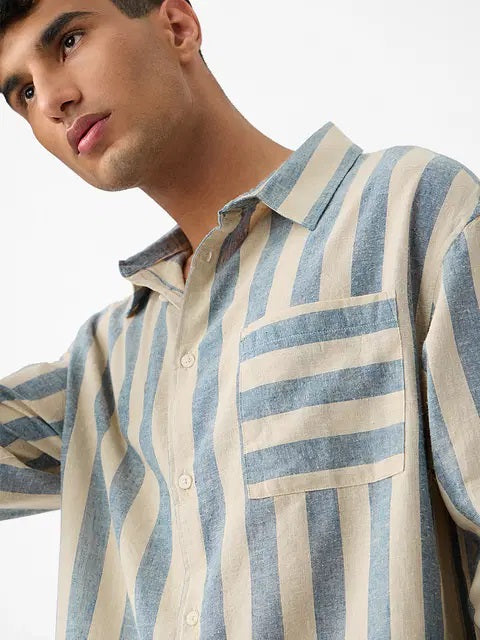 Cotton Linen Stripes Coastal Shirts