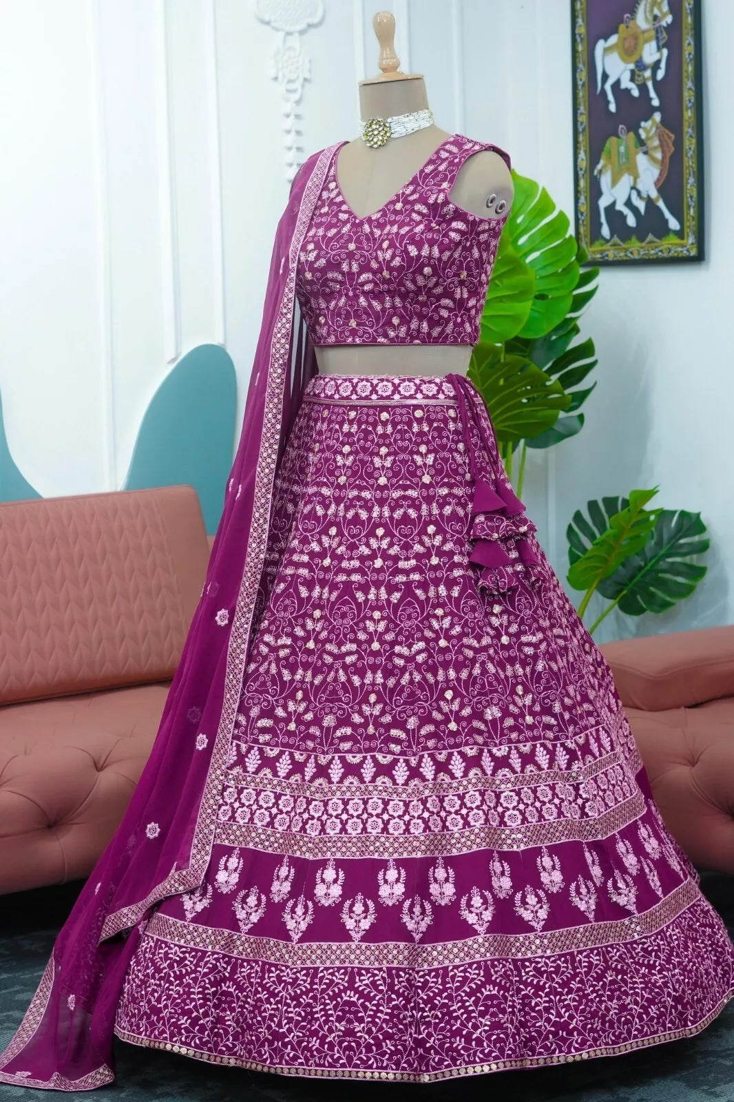 Georgette With Thread Sequence Work  Lehenga Blouse & Dupatta