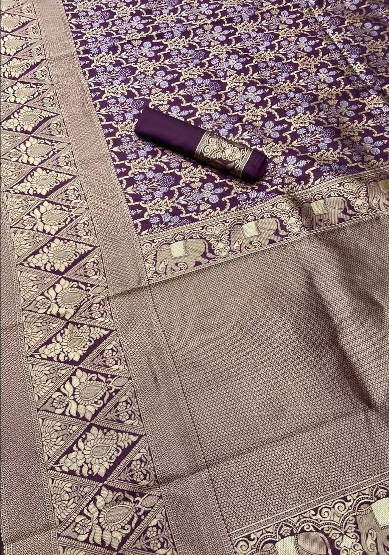 Designer Banarasi Soft Silk Saree & Blouse