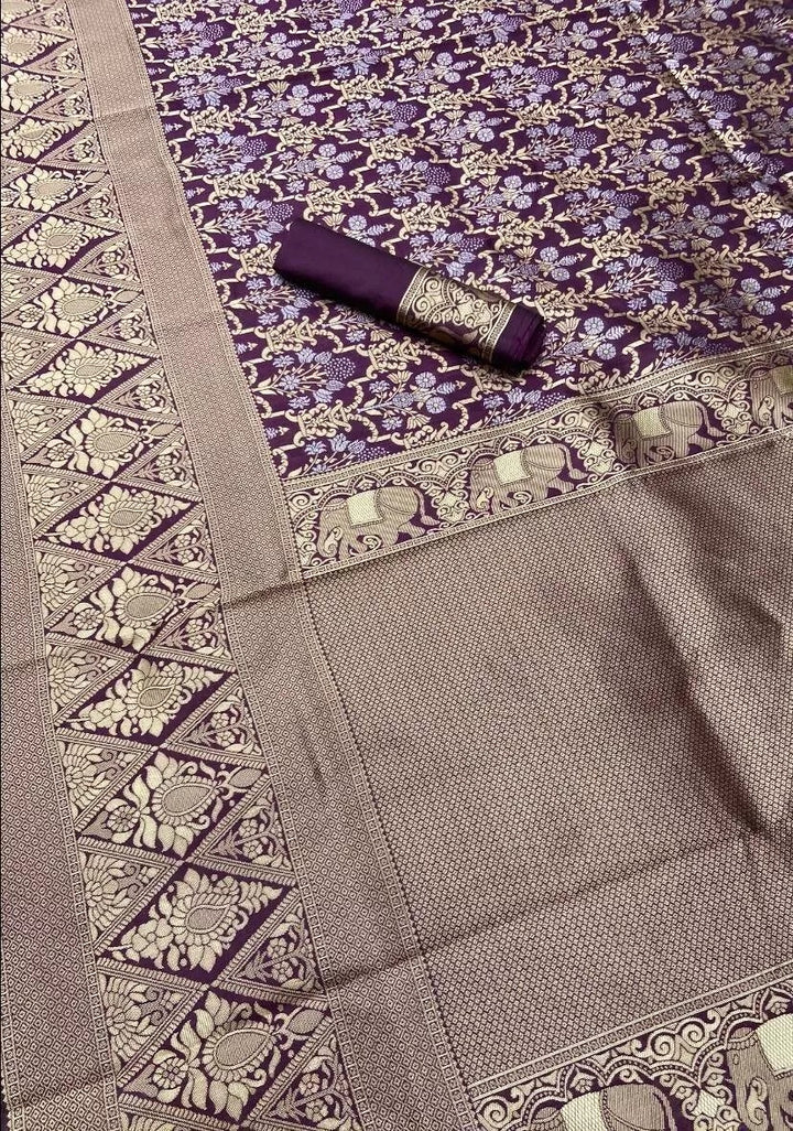 Designer Banarasi Soft Silk Saree & Blouse