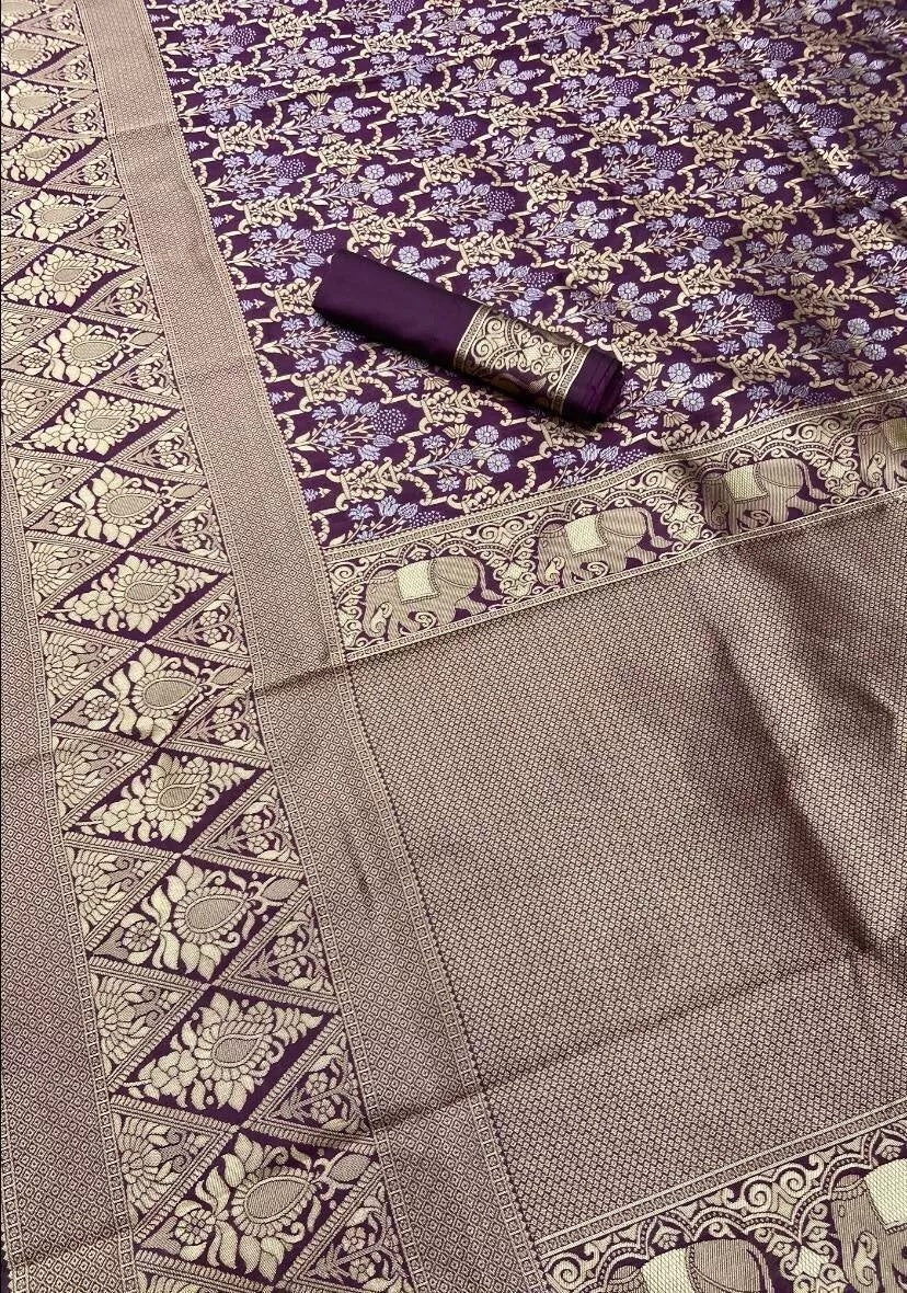 Designer Banarasi Soft Silk Saree & Blouse