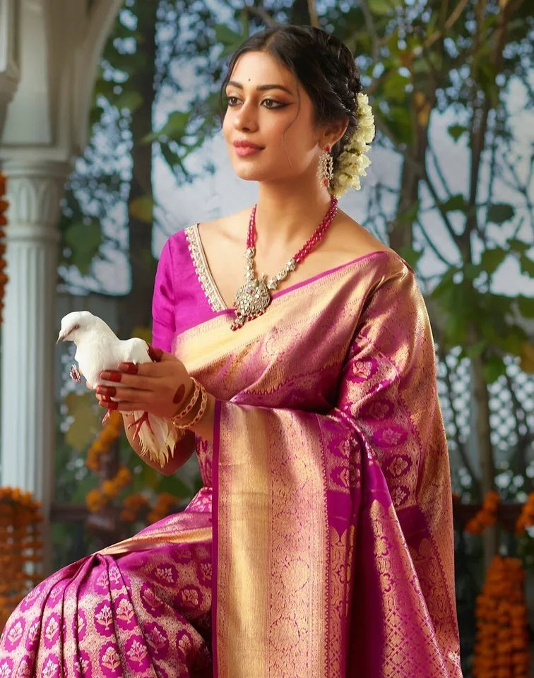 Wedding Wear Designer Banarasi Soft Silk Saree,Indian Party Sari & Blouse