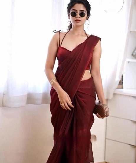 Space Silk Classic Saree, Fancy Party Wear Sari & Blouse