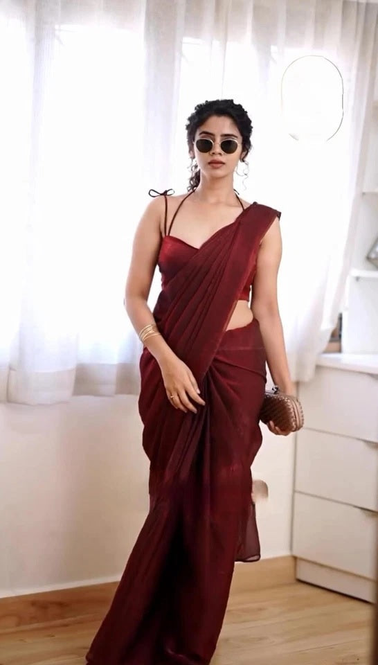 Space Silk Classic Saree, Fancy Party Wear Sari & Blouse