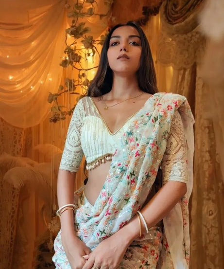 Georgette Beautiful Designer Saree, Party Wedding Sari & Blouse