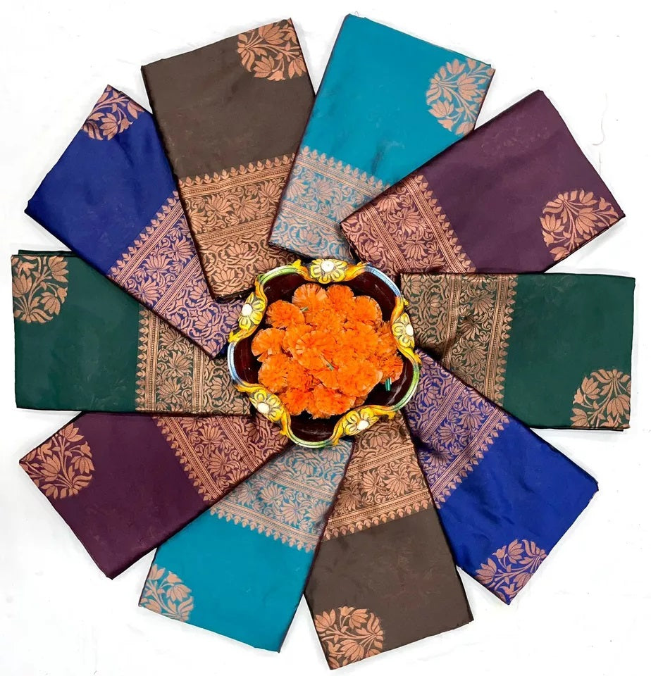 Soft Lichi Silk Rich Pallu Jacquard Work Saree With Blouse