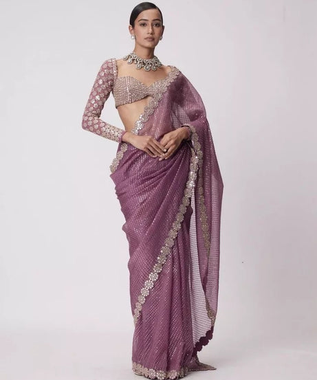 Heavy Soft Georgette Wedding PartyWear Saree, Classic Ethnic Sari & Blouse