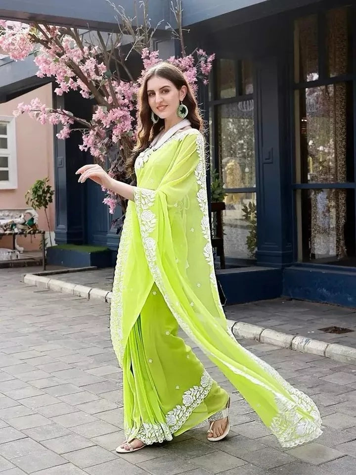 Classic New Traditional Soft Georgette Saree,Wedding Exclusive Sari
