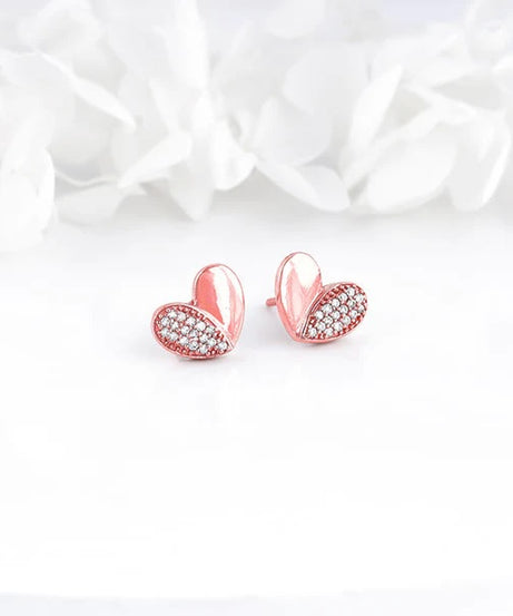 Rose Gold Made for Each Other Stud Earrings