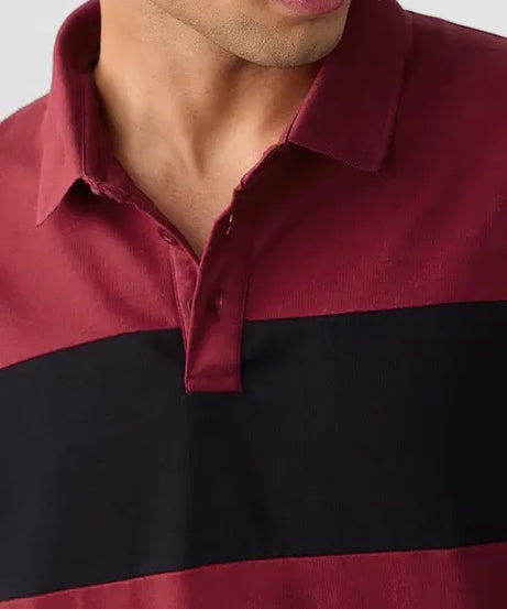 Colourblock Red Flame Oversized Polos