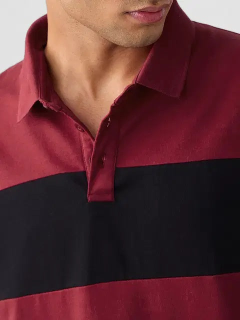 Colourblock Red Flame Oversized Polos